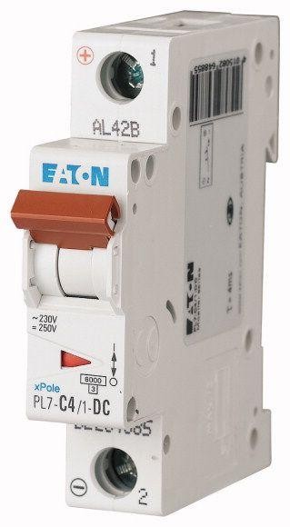  Выключатель автоматический модульный 1п C 4А 6кА PL7-C4/1 DC EATON 264885 
