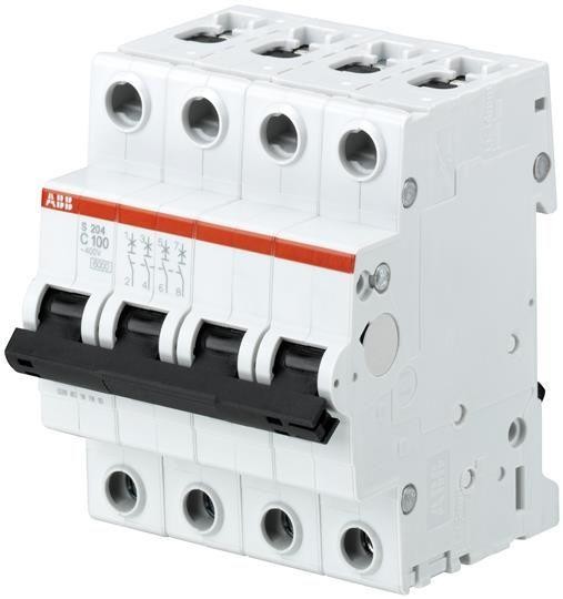  Выключатель автоматический модульный 4п B 80А 6кА S204 B80 ABB 2CDS254001R0805 