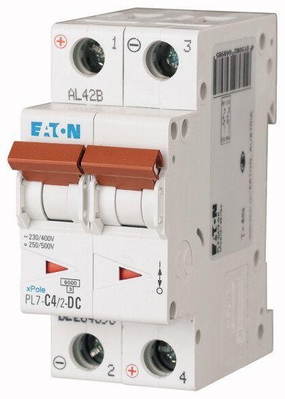  Выключатель автоматический модульный 2п C 4А 6кА PL7-C4/2 DC EATON 264898 