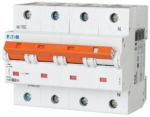  Выключатель автоматический модульный 4п (3P+N) C 63А 25кА PLHT-C63/3N EATON 248064 