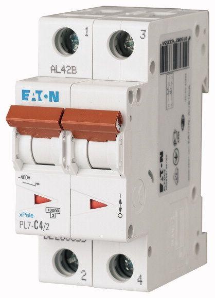  Выключатель автоматический модульный 2п C 4А 10кА PL7-C4/2 EATON 263355 