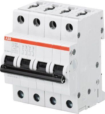  Выключатель автоматический модульный 4п Z 10А 6кА S204 Z10 ABB 2CDS254001R0428 