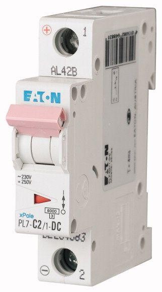  Выключатель автоматический модульный 1п C 2А 6кА PL7-C2/1-DC EATON 264883 