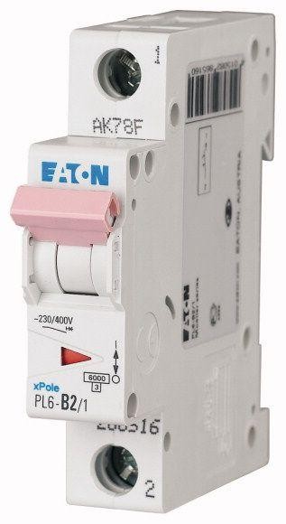  Выключатель автоматический модульный 1п B 2А 6кА PL6-B2/1 EATON 286516 