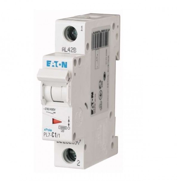  Выключатель автоматический модульный 1п C 1А 10кА PL7-C1/1 EATON 262697 
