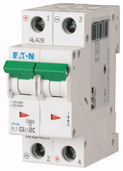  Выключатель автоматический модульный 2п C 6А 6кА PL7-C6/2 DC EATON 264899 