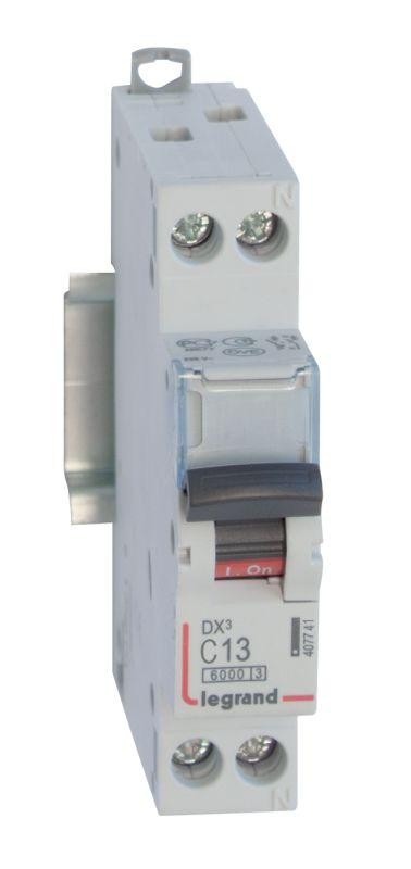  Выключатель автоматический модульный 2п (1P+N) C 13А 10кА DX3 6000 1мод. 230/400В Leg 407741 