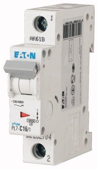  Выключатель автоматический модульный 1п C 16А 10кА PL7-C16/1 EATON 262704 