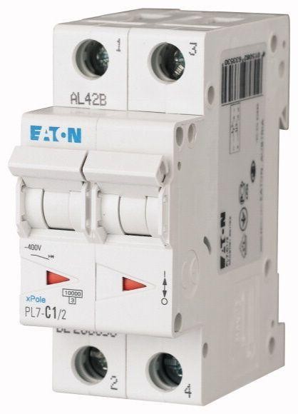  Выключатель автоматический модульный 2п C 1А 10кА PL7-C1/2 EATON 263353 