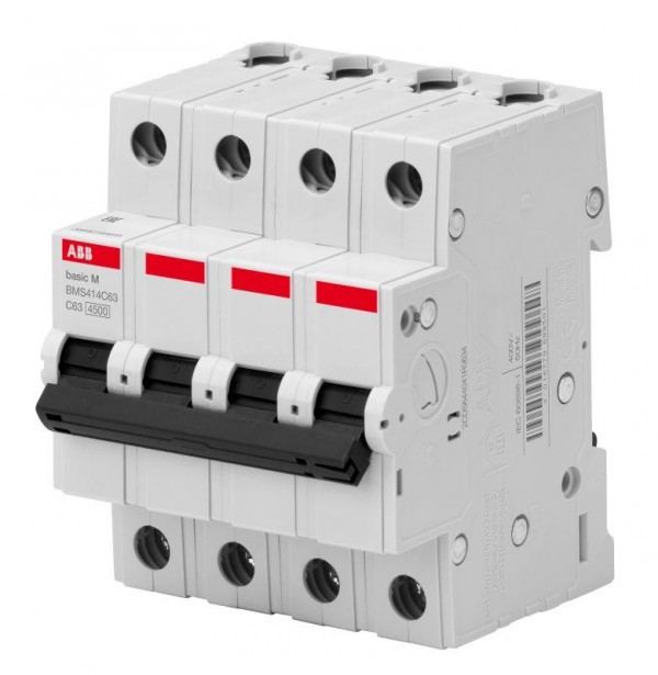  Выключатель автоматический модульный 4п C 6А 4.5кА Basic M BMS414C06 ABB 2CDS644041R0064 