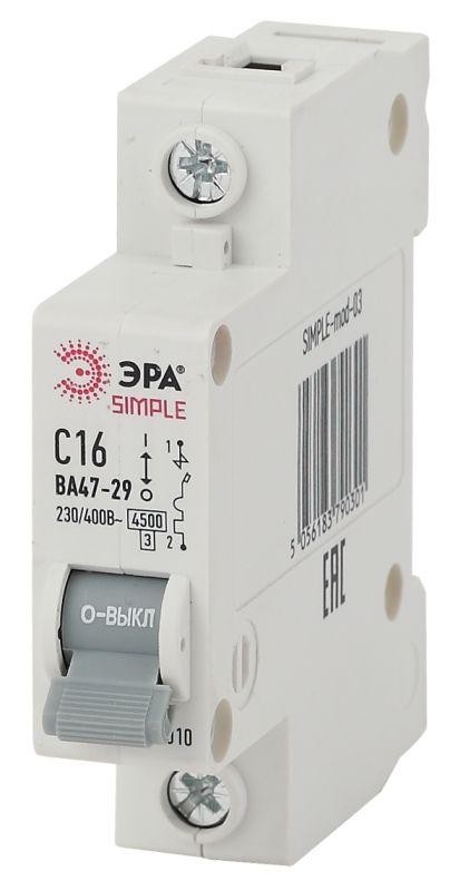  Выключатель автоматический модульный 1п C 40А 4.5кА ВА47-29 SIMPLE-mod-07 ЭРА Б0039224 
