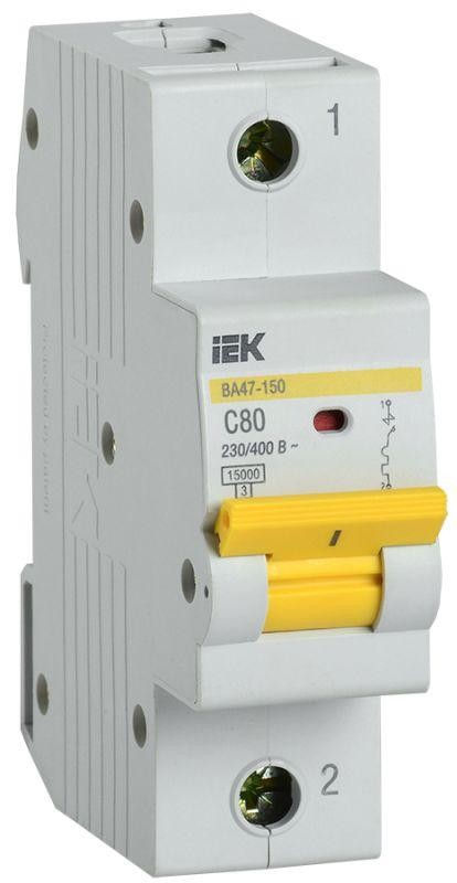  Выключатель автоматический модульный 1п C 80А 15кА ВА47-150 IEK MVA50-1-080-C 