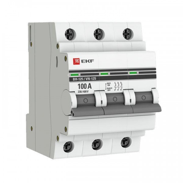  Выключатель нагрузки 3п 100А ВН-125 PROxima EKF SL125-3-100-pro 