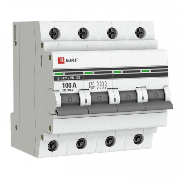  Выключатель нагрузки 4п 100А ВН-125 PROxima EKF SL125-4-100-pro 