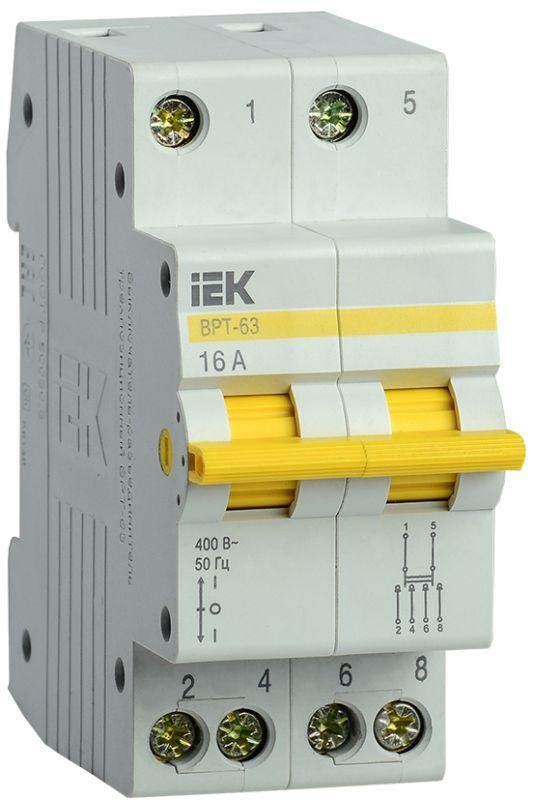  Выключатель-разъединитель трехпозиционный 2п ВРТ-63 16А IEK MPR10-2-016 