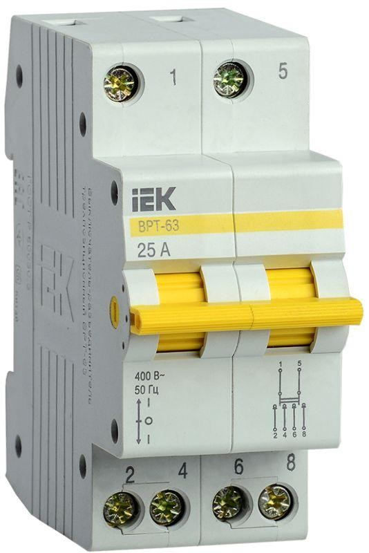  Выключатель-разъединитель трехпозиционный 2п ВРТ-63 25А IEK MPR10-2-025 