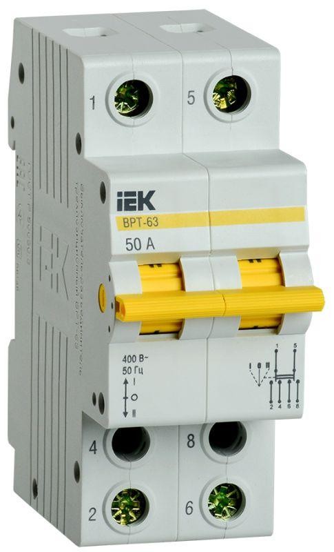  Выключатель-разъединитель трехпозиционный 2п ВРТ-63 50А IEK MPR10-2-050 