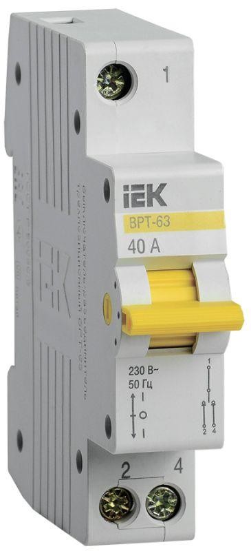  Выключатель-разъединитель трехпозиционный 1п ВРТ-63 40А IEK MPR10-1-040 