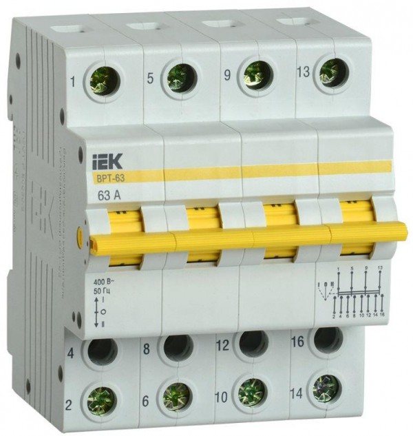  Выключатель-разъединитель трехпозиционный 4п ВРТ-63 63А IEK MPR10-4-063 