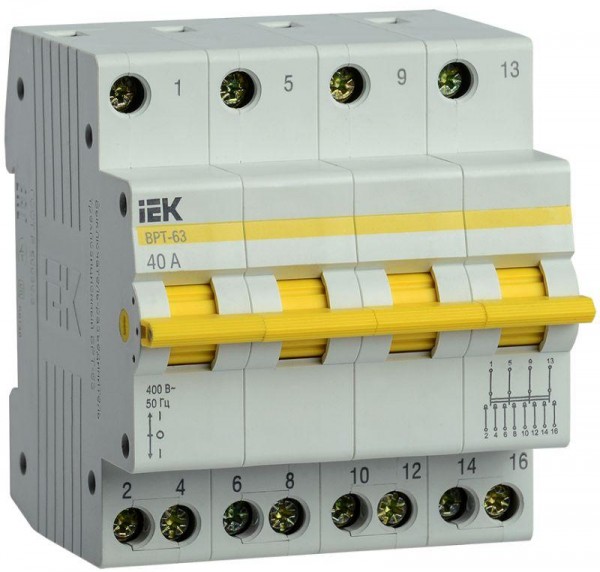  Выключатель-разъединитель трехпозиционный 4п ВРТ-63 40А IEK MPR10-4-040 