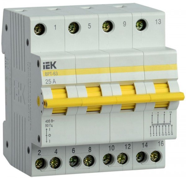  Выключатель-разъединитель трехпозиционный 4п ВРТ-63 25А IEK MPR10-4-025 