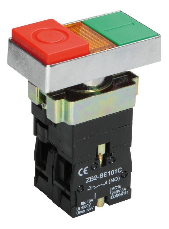  Кнопка LAY5-BW8465 "I-O" сдвоенная c подсв. ИЭК BBD40-BW-K51 