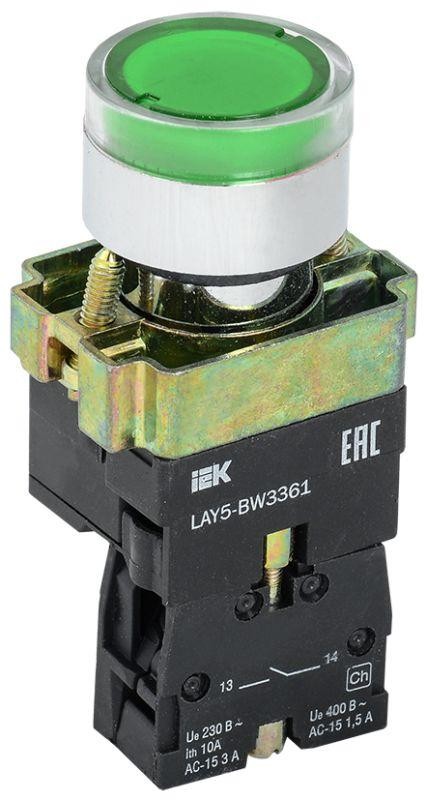  Кнопка LAY5-BW3361 с подсв. зел. 1з ИЭК BBT50-BW-K06 