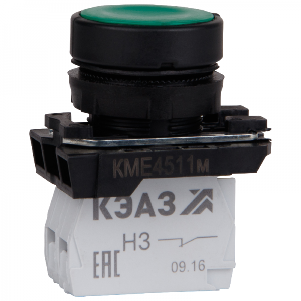  Кнопка КМЕ 4511м 1но+1нз цилиндр IP54 зел. КЭАЗ 248247 