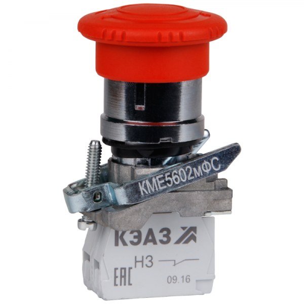  Кнопка КМЕ 5602мФС 0но+2нз гриб. фиксация IP65 красн. КЭАЗ 248264 