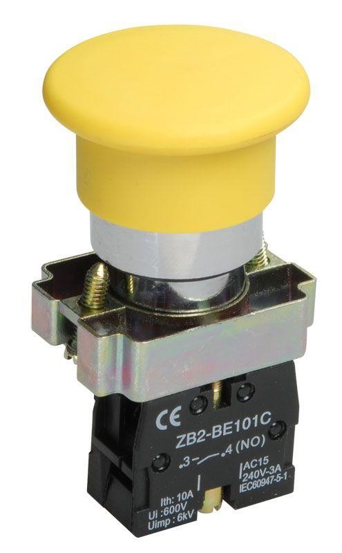  Кнопка LAY5-BC51 "Грибок" без подсветки желт. 1з IEK BBG70-BC-K05 