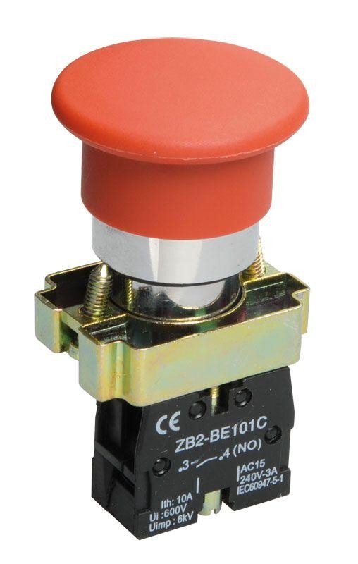  Кнопка LAY5-BC41 "Грибок" без подсветки красн. 1з IEK BBG70-BC-K04 