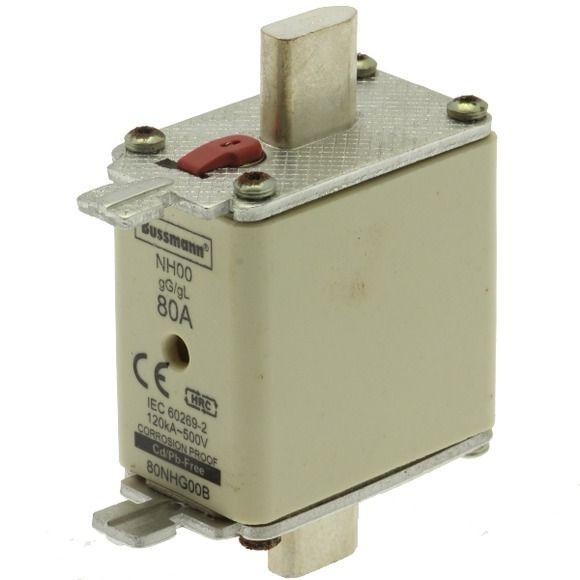  Предохранитель NH 80А 500В gG 00 двойная индикация EATON 80NHG00B 