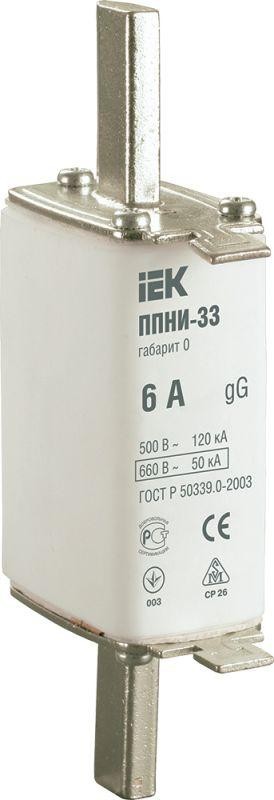  Вставка плавкая ППНИ-33 6А габарит 0 IEK DPP20-006 
