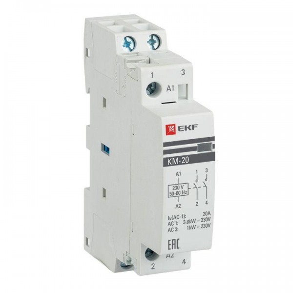  Контактор модульный КМ 20А 2NО (1 мод.) EKF km-1-20-20 