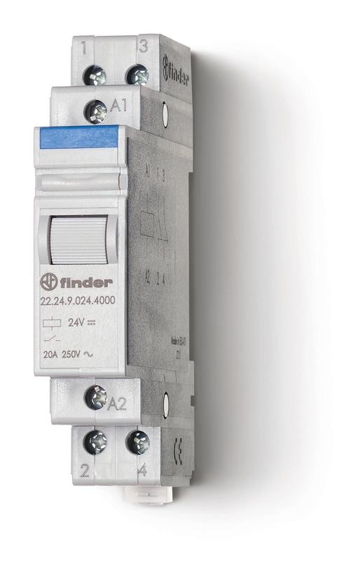  Контактор модульный 2NC 20А AgSnO2 12В AC 17.5мм IP20 опции: нет FINDER 222480124000 