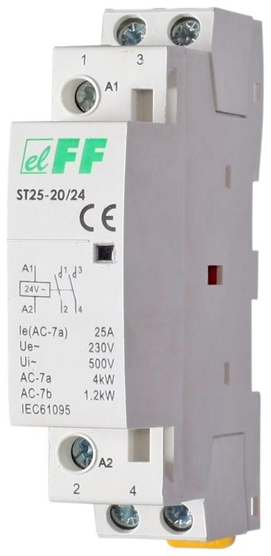  Контактор ST25-20/24 (2NO 2.2Вт 1 модуль монтаж на DIN-рейке 24В AC 25A IP20) F&F EA13.001.006 