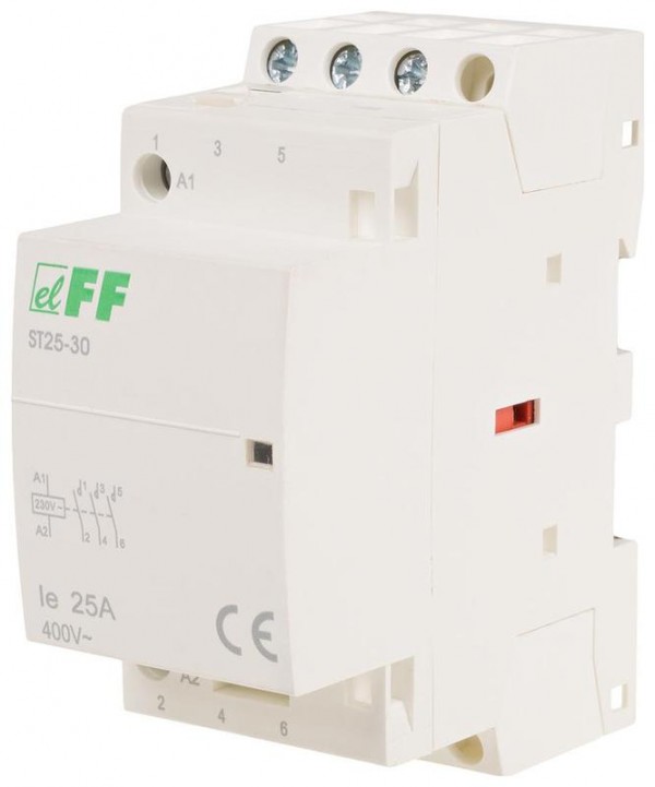  Контактор ST25-30 (3NO 4Вт 2 модуля монтаж на DIN-рейке 230В AC 25А IP20) F&F EA13.001.007 
