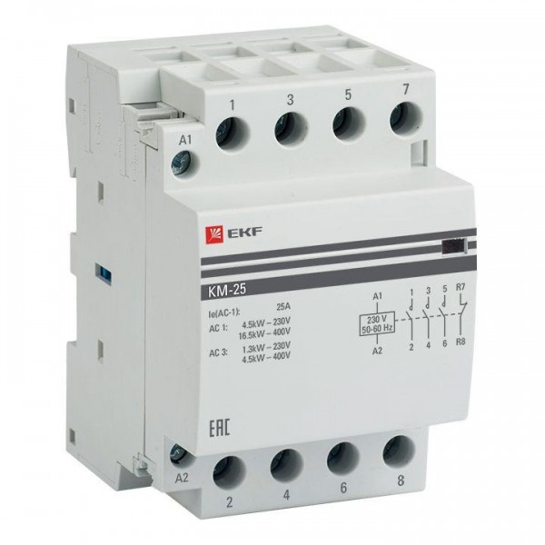  Контактор модульный КМ 25А 4NО (3 мод.) 24В АС PROxima EKF km-3-25-40-24v 