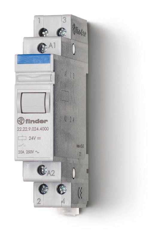 Контактор модульный 2NO 20А AgSnO2 125В AC 17.5мм IP20 опции: нет FINDER 222281254000PAS 