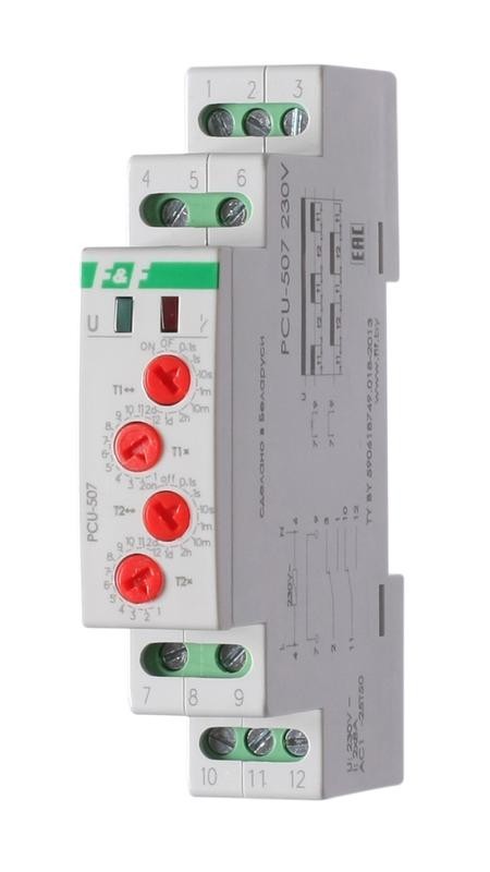  Реле времени PCU-507 (многофункц. два независимых вр. 1 мод. 230В 2х8А 2P IP20 монтаж на DIN-рейке) F&F EA02.001.022 