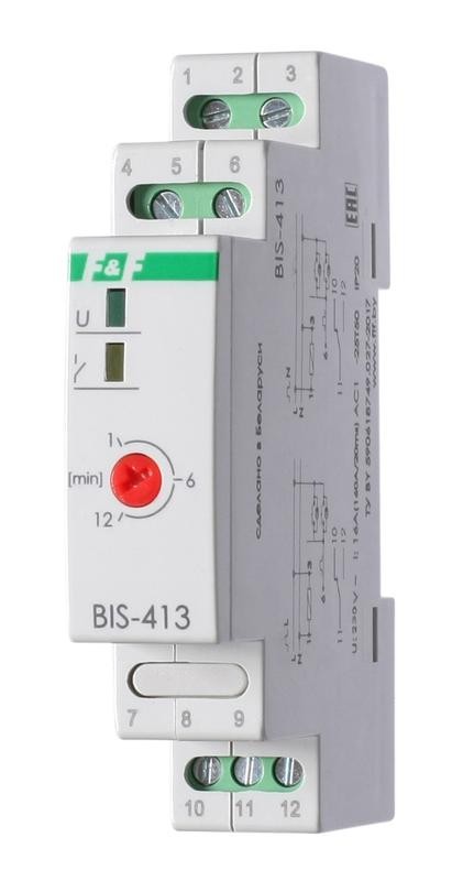  Реле импульсное BIS-413 (с встроенным таймером; монтаж на DIN-рейке 230В 16А 1P IP20) F&F EA01.005.003 