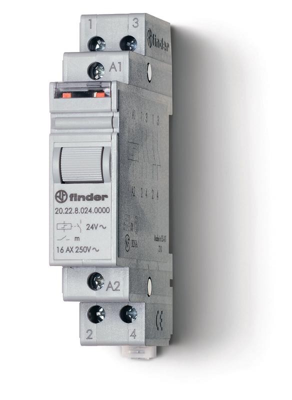  Реле шаговое модульное электромеханич. 2NO 16А2 состояния AgNi 60В DC 17.5мм IP20 FINDER 202290600000PAS 