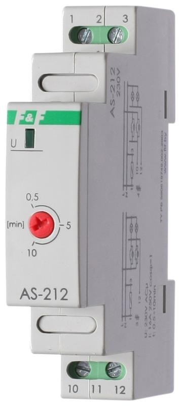  Автомат лестничный AS-212 (монтаж на DIN-рейке 1мод. 230В 16А 1Z IP20) F&F EA01.002.009 