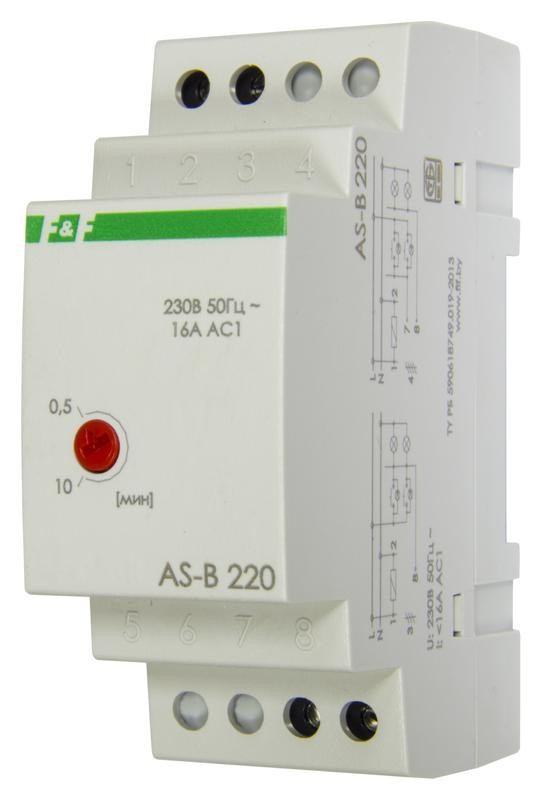  Автомат лестничный AS-B 220 (монтаж на DIN-рейке 2 модуля 230В 16А 1Z IP20) F&F EA01.002.005 