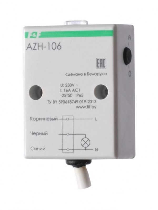  Фотореле AZH-106 (встроенный фотодатчик на плоскость 230В 16А 1 перекл. IP65) F&F EA01.001.002 