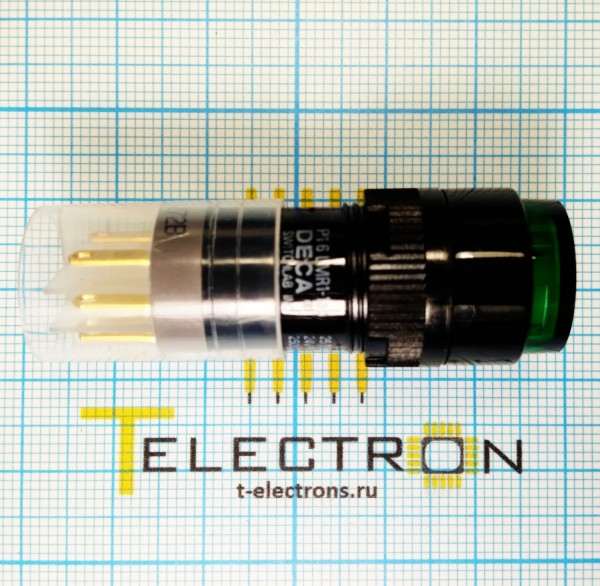  Кнопка без фиксации, зелёная 240В/4А, P16LMR1-1AB 