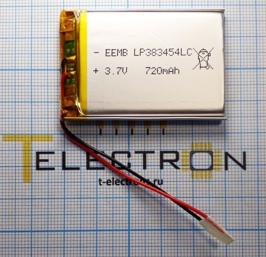  Аккумулятор Li-Po 3.7 В, 720 мАч, LP383454LC-PCM-LD 