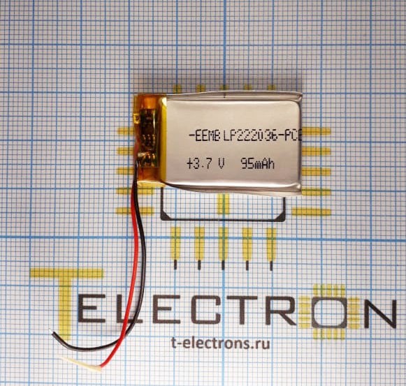  Аккумулятор Li-Po 3.7 В, 95 мАч, LP222036-PCB 