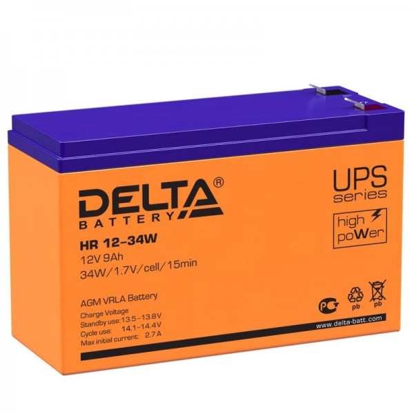  Аккумулятор 12В 9А.ч Delta HR 12-34 W 