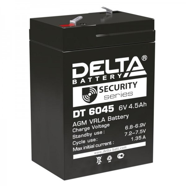  Аккумулятор 6В 4.5А.ч Delta DT 6045 